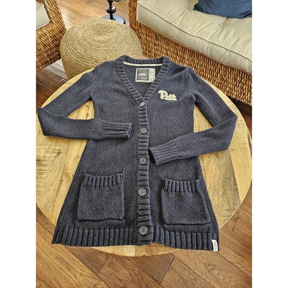 Bruzer Renu Women's Pittsburgh University Cardigan Sweater Size S EUC Navy - Picture 8 of 13